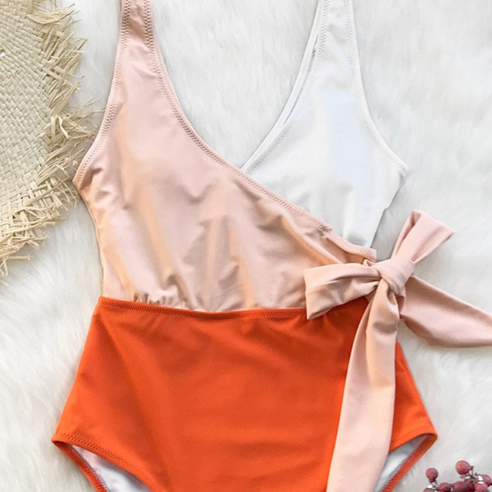 NWT Orange and White Cupshe bowknot one piece